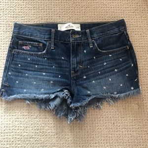High wasted dark wash jean shorts